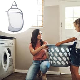 Allecto Plus - Hangende Opvouwbare Wasmand met Zelfklevende Haak - Grijs - Voor Thuis en Reizen — thumbnail 4