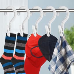 Washaken Clip - Drooghaak voor kleding - Washaken met klemmen - kleerhangers voor sokken - Sterke plastic wasknijpers - Veelzijdig - draagbare antislip plastic hangers clips - voor kleding gordijn badhanddoek hoed lakens jas - 8stuks - wit — thumbnail 3