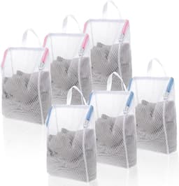 Waszakken Set - Waszakken - Wasnetten - 1 Set van 6 - Was Zakjes - Waszakken voor wasgoed - Wasnetjes - Travel Organizer - 20cm x 30cm x 8 cm - Roze/Blauw — thumbnail 1