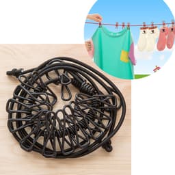 2 stuks - draagbare kampeer waslijn - Elastische waslijn - Kampeerwaslijn - kampeeraccessoires - Reis waslijn - Waslijn - Zwart — thumbnail 1