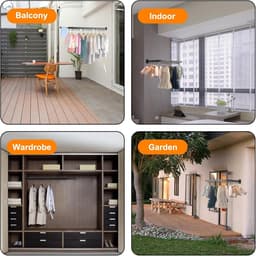 Foldable Wall Mounted Drying Rack with Hooks Strong Clothes Airer Indoor Outdoor Space Saving Drying Racks for Balcony Bathroom Bedroom (Black 3-fold) — thumbnail 4