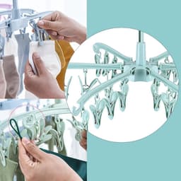 Draaibaar droogrek met 24 pinnen voor het drogen van sokken, lingerie, babykleding en handdoeken - Set van 2 (Groen) — thumbnail 3