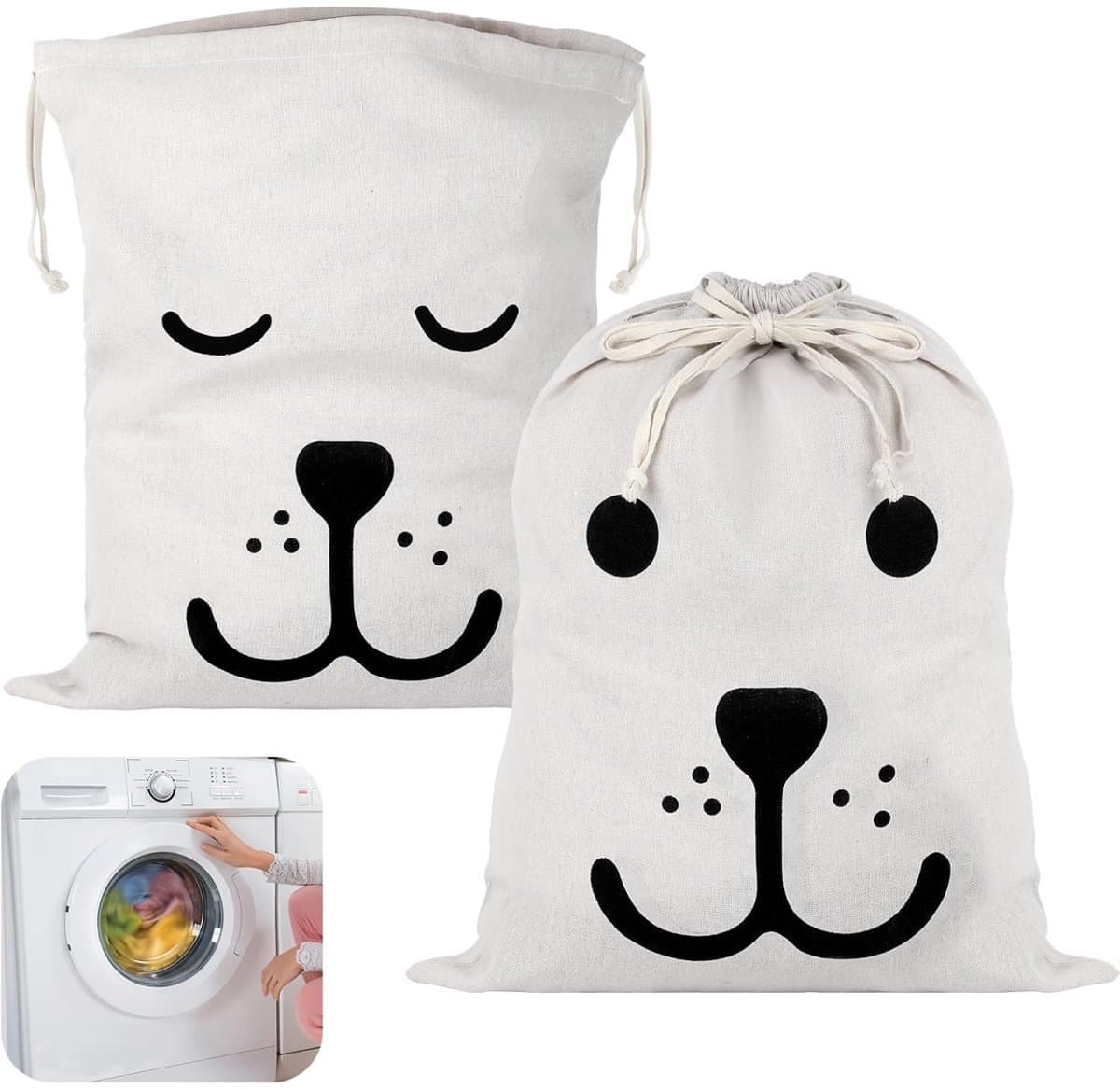 TOVBMUP Reiswaszakken - 2-pack - met trekkoord - katoenen waszak geschikt voor vuile was - Geschikt voor het opbergen van vuile was - 45 x 65 cm — afbeelding 1