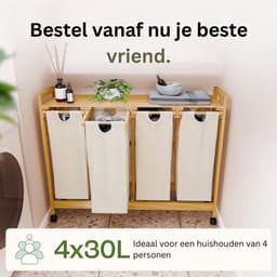 CLGP® Wassorteerder 4 Vakken - Wasmand - 200L - Biege — thumbnail 3