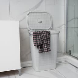 Wasmand 'Hessian' met deksel - 60 Liter - Box - lichtgrijs - Ventilatie — thumbnail 2