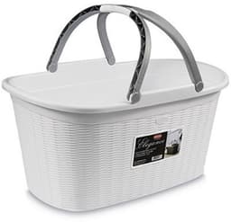 Heupwasmand 'Elegance' - 35 Liter - Wasmand met handgrepen - Wit — thumbnail 1