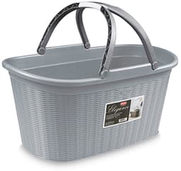 Heupwasmand 'Elegance' - 35 Liter - Wasmand met handgrepen - Grijs — thumbnail 1