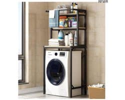 RFWR® Wasmachine Rek 3-laags Zwart – Ruimtebesparend en Vochtbestendig Opbergmeubel