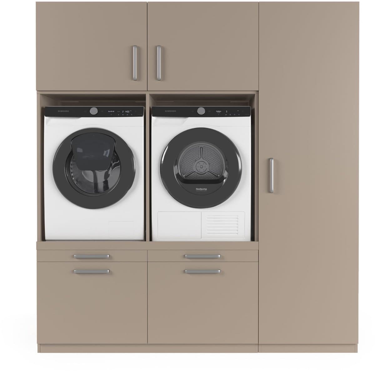 Wasophoogte® Wasmachine Kast Kyoto - Wasmachine verhoger - Wasmachine ombouw - 700(D)*1930(B)*2110(H) mm - Taupe — afbeelding 1