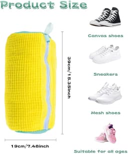 Waszakken Geel - Schoenwaszakken - Met Rits - Bescherming - Duurzaam - Sportschoenen - Sneakers - Wassen - Schoen - Waszak - Slim wassen -ze na - herbruikbare schoenenwaszak voor alle soorten en maten schoenen — thumbnail 5