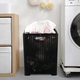 Online Europe, 2 opvouwbare Wasmand, 42L, Zwart,  33 x 33 x 44cm — thumbnail 4