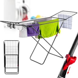 KADAX Droogrek met 18 m droogoppervlak, antraciet, ideaal voor woning, balkon en tuin, inklapbare vleugelwasdroger met antislip voeten, ruimtebesparend, wasdroger, Made in EU — thumbnail 2