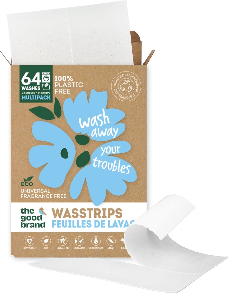 The Good Brand - Wasstrips - 64 wasbeurten - Duurzaam - Plasticvrij - Geurloos — afbeelding 1