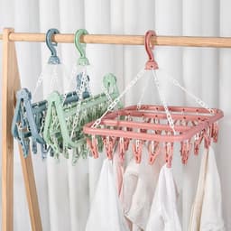 Sokkendroogrek 32 Knijpers – Droogcarrousel voor Sokken, BH’s & Ondergoed – Compact Wasrek – Windbestendig – Blauw — thumbnail 5