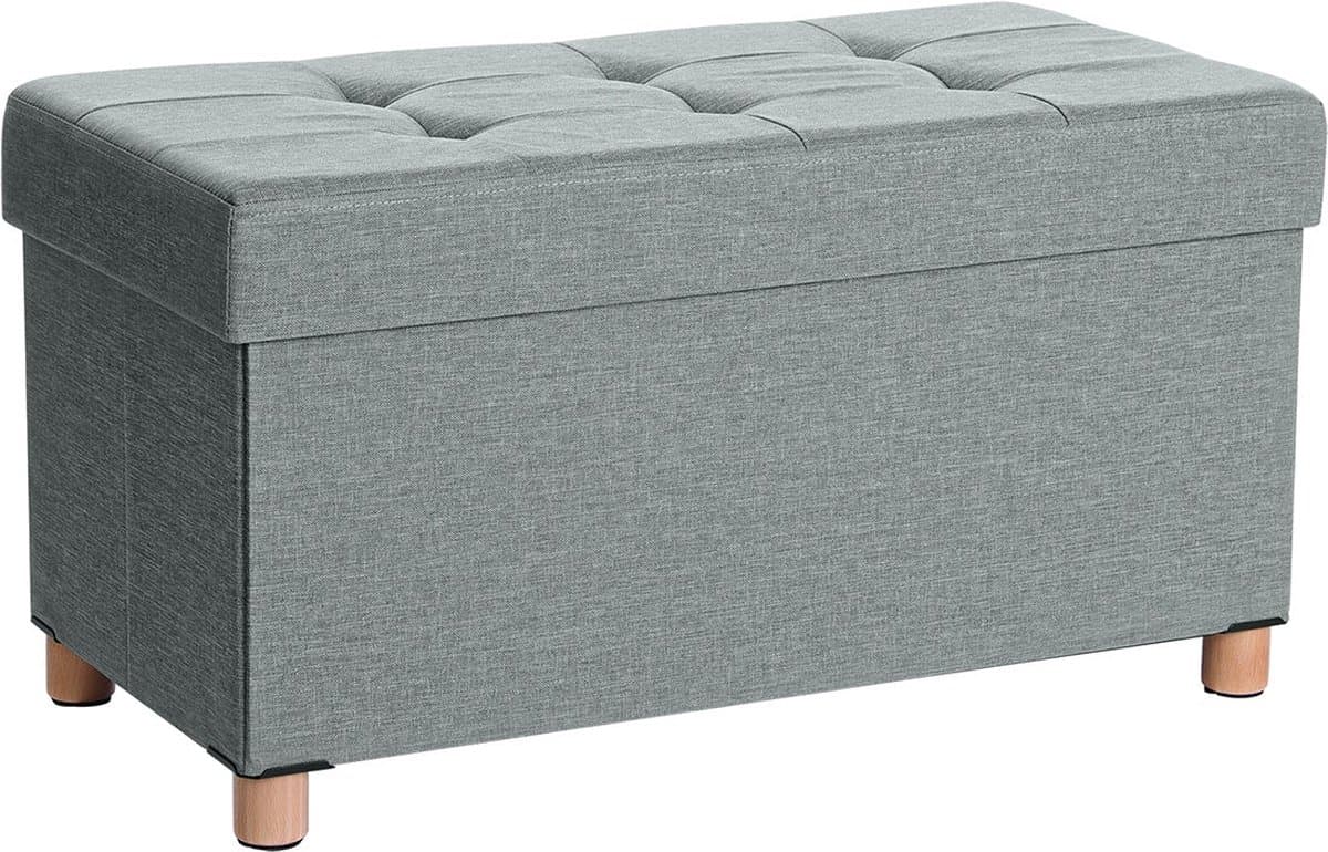 Songmics - bankje / kruk met opbergruimte - 76 x 38 x 40 cm - opvouwbaar grijs - — afbeelding 1