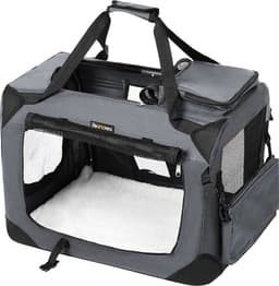 Feandrea - transportbox - reisbench - 60x42x42 cm - voor honden - opvouwbaar - oxford stof - grijs — thumbnail 1