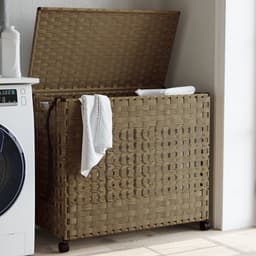 vidaXL - Wasmand - op - wielen - 66x35x60 - cm - rattan — thumbnail 3