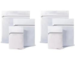 6 Stuks - Sterke Waszakken met Rits - Wasnetten Set Wit - Verschillende Formaten — afbeelding 1