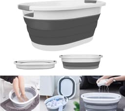 Multifunctionele Opvouwbaar Wasmand Siliconen - Emmer/Wasmand/Afwasbak - Ruimtebesparende Wasemmer - Afwasteil Opbergmand - Inklapbare Teil Voor Wasgoed/Afwas/Kleding/Speelgoed/Dekens - Wasbox Mand Met Handvat - Speelgoedmand - 25 Liter — thumbnail 1