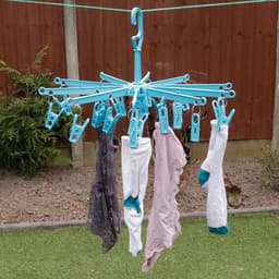 Mini-droogmolen - Turquoise - 20 wasknijpers - Compact — thumbnail 1