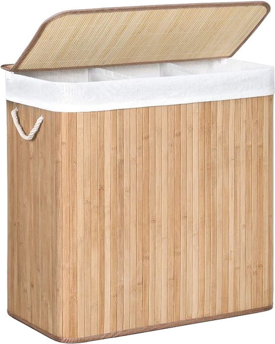 MAZAZU Wasmand met 3 secties - Katoen - Bruin - ‎60x40x61.5 — afbeelding 1