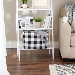 CAMZ10457 Polyester opbergmand of vuilnisbak met duurzame katoenen handgrepen, Home Organizer oplossing voor kantoor, slaapkamer, kast, speelgoed, wasserij, medium, zwart en wit — thumbnail 2
