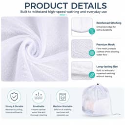 SnelShoppen - 3 Stuks Wasnet voor Wasmachine 40x50 cm - Grote Waszak met Trekkoord - Duurzaam Nylon - Perfect voor Beha, Ondergoed, Sokken, Panty's, K — thumbnail 3
