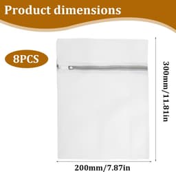 Wasnet, waszakken, 8 stuks, 30 x 20 cm, waszakken voor wasmachine, duurzame waszakken voor blouses, beha's, ondergoed, sokken — thumbnail 2