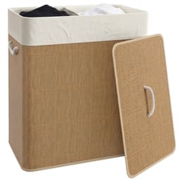 Wasmand 52 × 32 × 63 cm houtkleur bamboe, wasgoedmand met deksel en uitneembare waszak, eenvoudig ontwerp, praktisch en mooi, gebruiksvriendelijk, geschikt voor slaapkamer, badkamer en wasruimte — thumbnail 5
