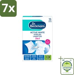 7 x Dr. Beckmann - Kleurverzorging - Active White - Witte Was - 15 Doekjes - Grootverpakking - Witte Was - Wasverzorging - Grauwsluier - Vergeling - Witmaakdoekjes — thumbnail 1