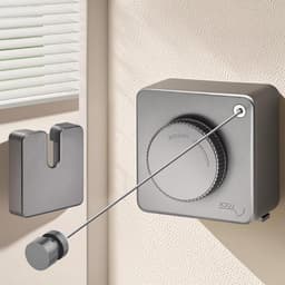 Waslijn Uitschuifbaar - Intrekbare Lijn - Kleding Drogen - Anti-Doorhang Ontwerp - 46 Meter - Grijs — thumbnail 1
