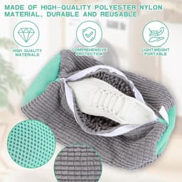 Set van 2 waszakken voor schoenen, optimale bescherming en reiniging, 360° schoonmaak voor alle soorten schoenen, met pluisfilter (grijs) — thumbnail 4