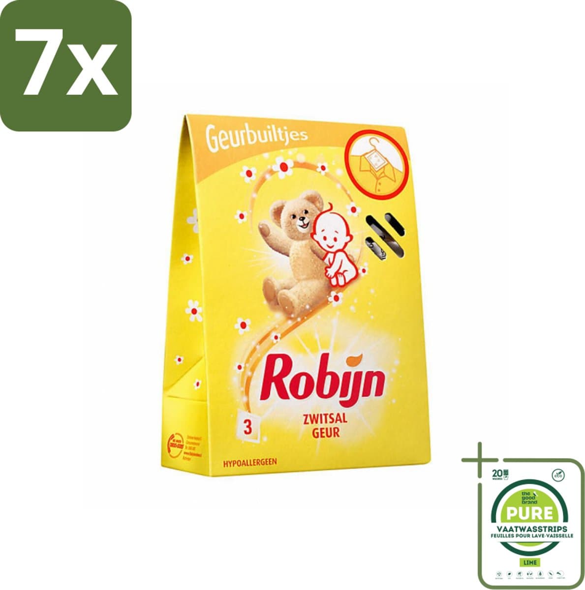 7 x Robijn Geurbuiltjes Zwitsal 3 stuks per verpakking - Grootverpakking - Zwitsal Geur - Babygeur - Geurbuiltjes - Kastgeur - Ladegeur — afbeelding 1