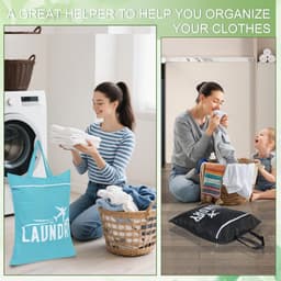 Dailygoods - HOTUT Reiswaszak, 2 stuks Badpak-sporttassen, Vuile Waszakken met Rits voor Thuis, Reizen, Vakantie, Kamperen, Caravan, Slaapzaal(Blauw + Zwart) — thumbnail 3