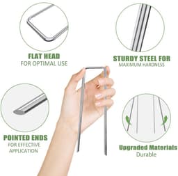 Dailygoods- Onkruiddoek Set - 100 Grondpennen 150x40x3mm - 100 Sluitringen - Anti-Roest - Compleet Accessoireset - Voor Tuinen - Grondankers — thumbnail 2