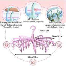 Dailygoods- Droogrek 40 Peg Opvouwbaar - Draaibaar Hanger - Sokdroger - Lingerie/Kleding - Ruimtebesparend - Hoogwaardig PP-plastic - Wasrek — thumbnail 3