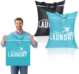 Dailygoods - HOTUT Reiswaszak, 2 stuks Badpak-sporttassen, Vuile Waszakken met Rits voor Thuis, Reizen, Vakantie, Kamperen, Caravan, Slaapzaal(Blauw + Zwart) — thumbnail 5
