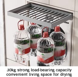 Uittrekbaar Droogrek - Kledingrek Kast - Ruimte Besparen - 30kg Draagvermogen - 860-910mm Breedte - Zilver — thumbnail 4
