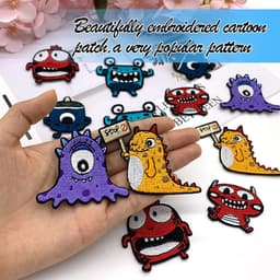 Dailygoods- Strijkpatches 12 Stuks - Grappige Monsterstijl - Opstrijkbare Patches - Kleding Versiering - Defecte Kleding Fixeren - Stijlvolle Borduurstickers - Borduurpatches — thumbnail 5