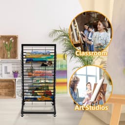 Dailygoods- Fotodroogrek Mobiel met 18 Planken - Vergrendelbare Wielen - Functioneel Design - Opbergoplossing voor Kunstwerken - Afmetingen 42 x 30 x 77 cm - Droogrek — thumbnail 2
