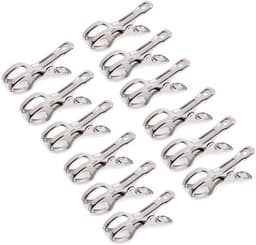 Handdoekclips Winddicht - Roestvrij Staal - 12 Stuks - 8,5 cm - Geschikt voor Ligstoelen - Grove Opening - Ideaal voor Strand - Strandclips — thumbnail 1
