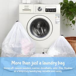 Set van 2 zakken voor het wassen met trekkoord, duurzaam, slijtvast, anti-klitten, anti-beschadiging, geschikt voor wasmachine, wasmand, schoenwaszak, waszak — thumbnail 3