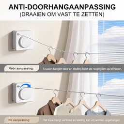 LIVEHITOP Clothesline Extendable, Wall Mounted Clothesline Retractable Non Sagging Stainless Steel 4.6m Adjustable - ShopVlot — thumbnail 3