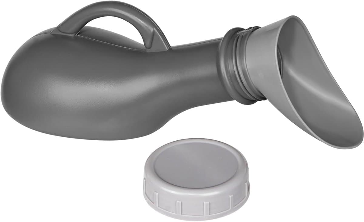 Fles Uniseks Draagbare Urine Fles Toilet met Vrouwelijke Trechter, Lekdichte Reis Mannelijke Plas Flessen 1L Schroefdop Plastic Urine Container voor Vrouwen Mannen Kamperen Tent Noodgeval — afbeelding 1