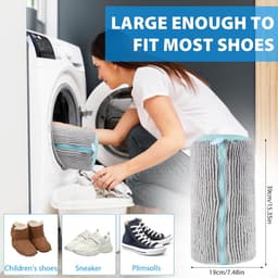 2 Stuks - Schoenenzak, Waszak Voor Wasmachine, Anti-Vervorming Met Ritssluiting, Schoenen, Netschoenen, Waszak Voor Sneakers (Grijs) — thumbnail 4