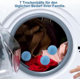7 stuks drogerballen, wasballen voor donsjacks, wasbal voor wasmachine, herbruikbare drogerbal, drogerbal voor thuiskleding, reiniging, blauw — thumbnail 5