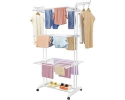 Droogtoren - Wasrek Staand - Kleding Drogen - 4 Verdiepingen - 171 cm - Wit