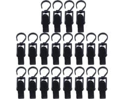 20 stuks hoedklemmen met kleerhangerhaken, draaibare haak, voor het ophangen van hoed, kleding, sjaal, sokken, handdoek (zwart)