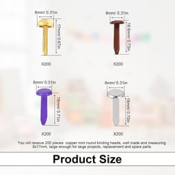 200 stuks gouden metalen ronde kopjes, 8 x 17 mm knijpers voor knutselen, documenten en foto's sorteren, eenvoudig te openen en sluiten — thumbnail 5