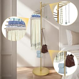 Sjaalhouder met 22 stangen - Vrijstaand spiralen ontwerp - Hoogte verstelbaar 150-170 cm - Ruimtebesparende organizer - ShopVlot — thumbnail 4